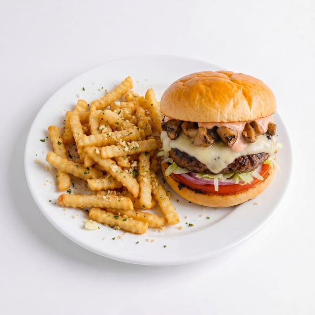 Marsala Mushroom Swiss Burger.