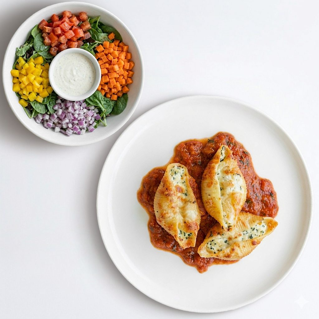 Stuffed Shells & Garden Salad.