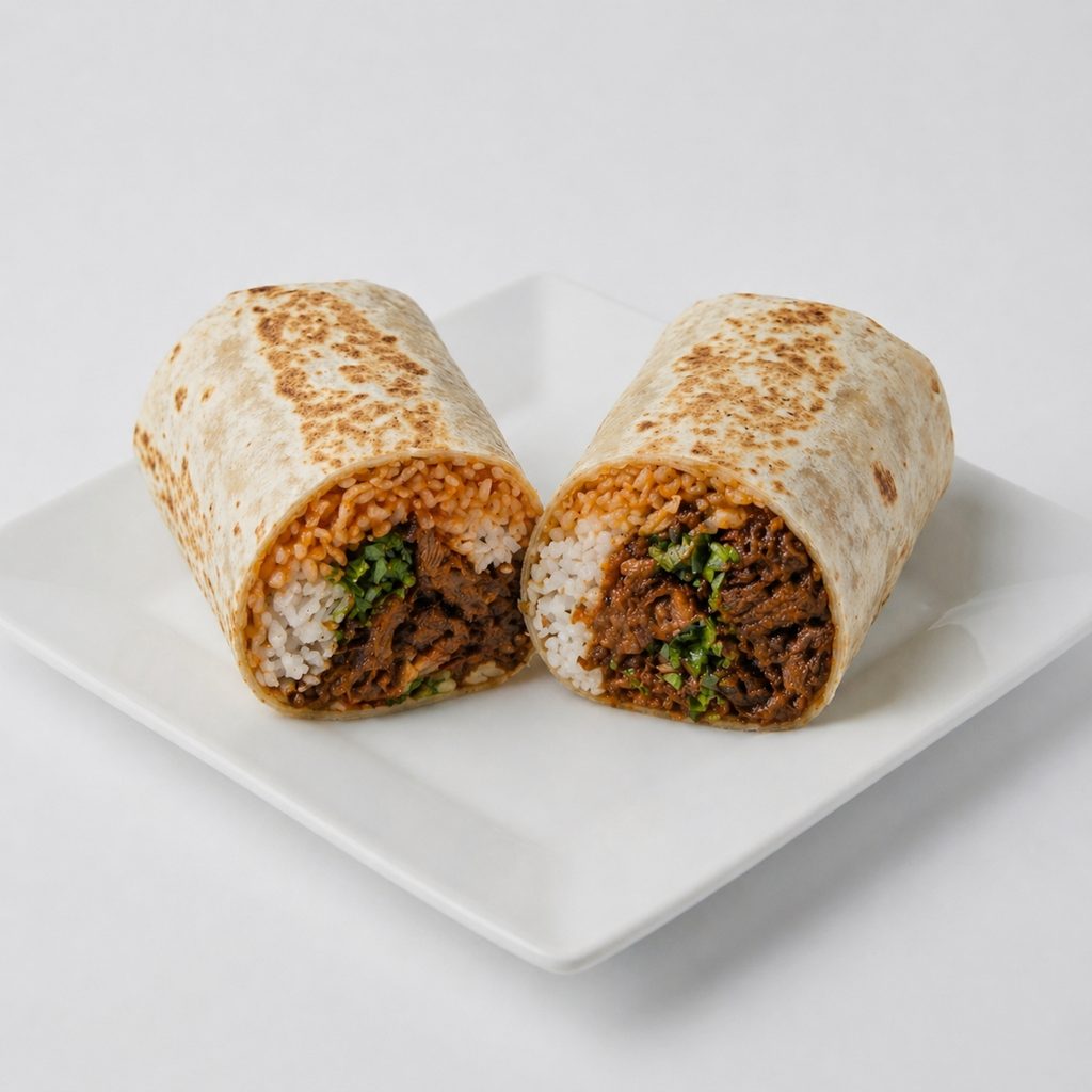 Korean Style Beef Burritos.