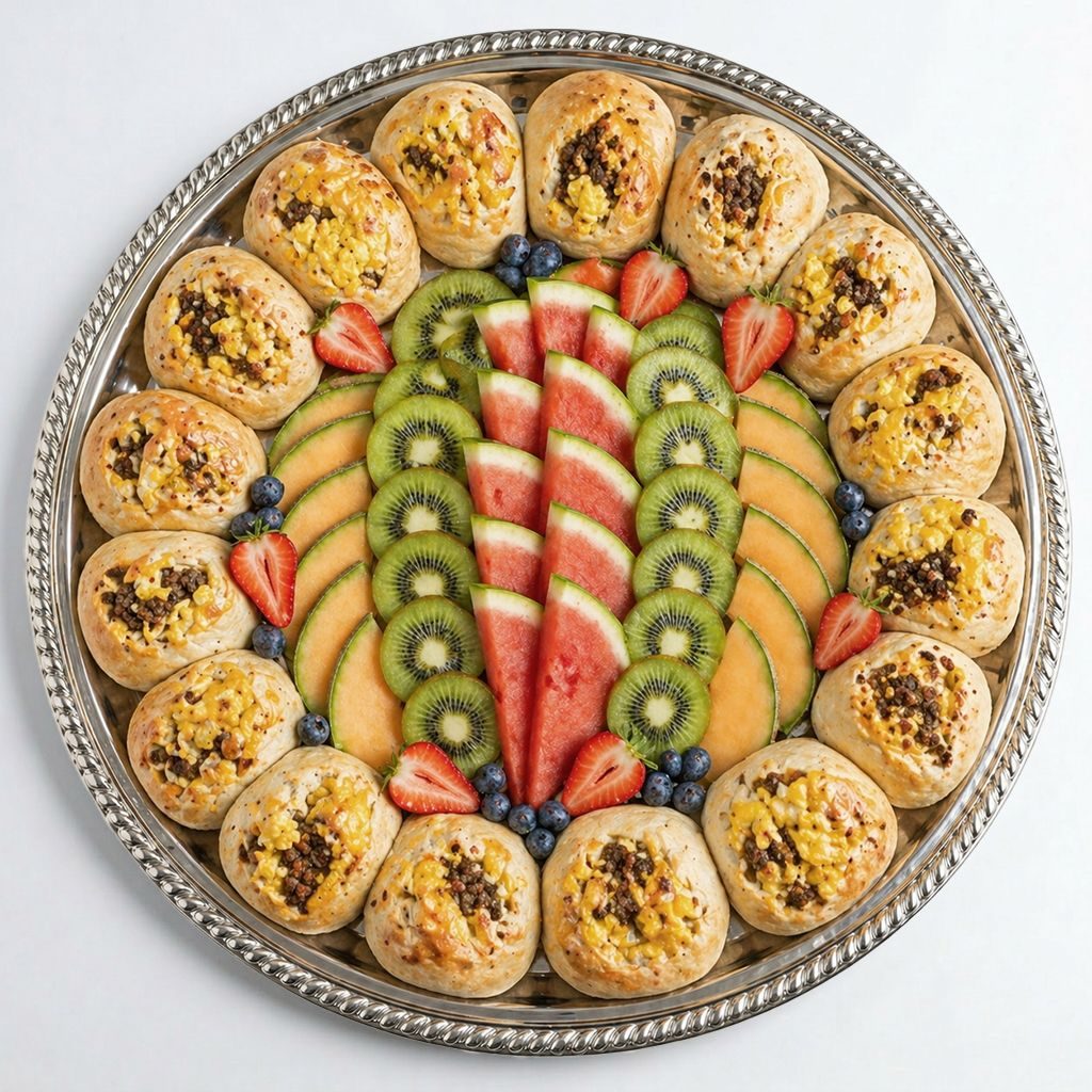 Breakfast Rolls w/Fresh Fruit Platter.