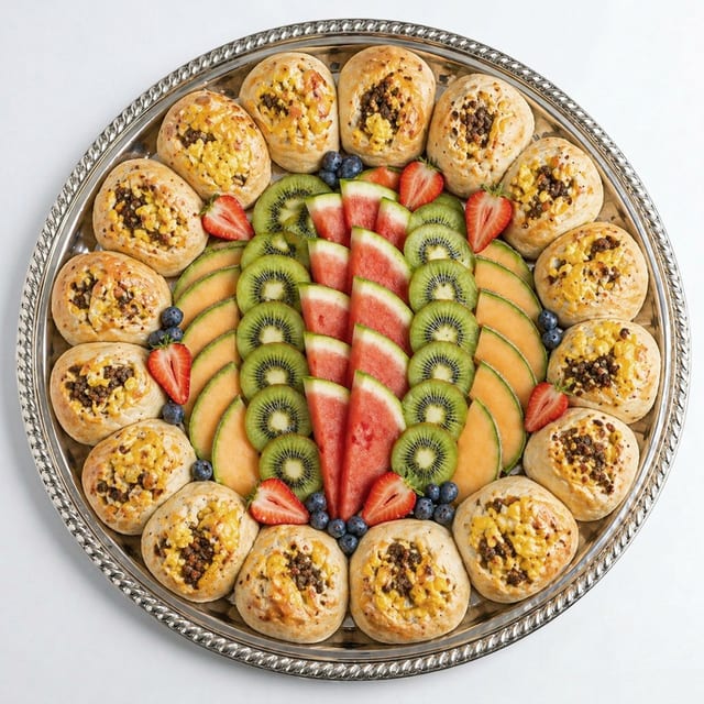 Breakfast Rolls w/Fresh Fruit Platter.