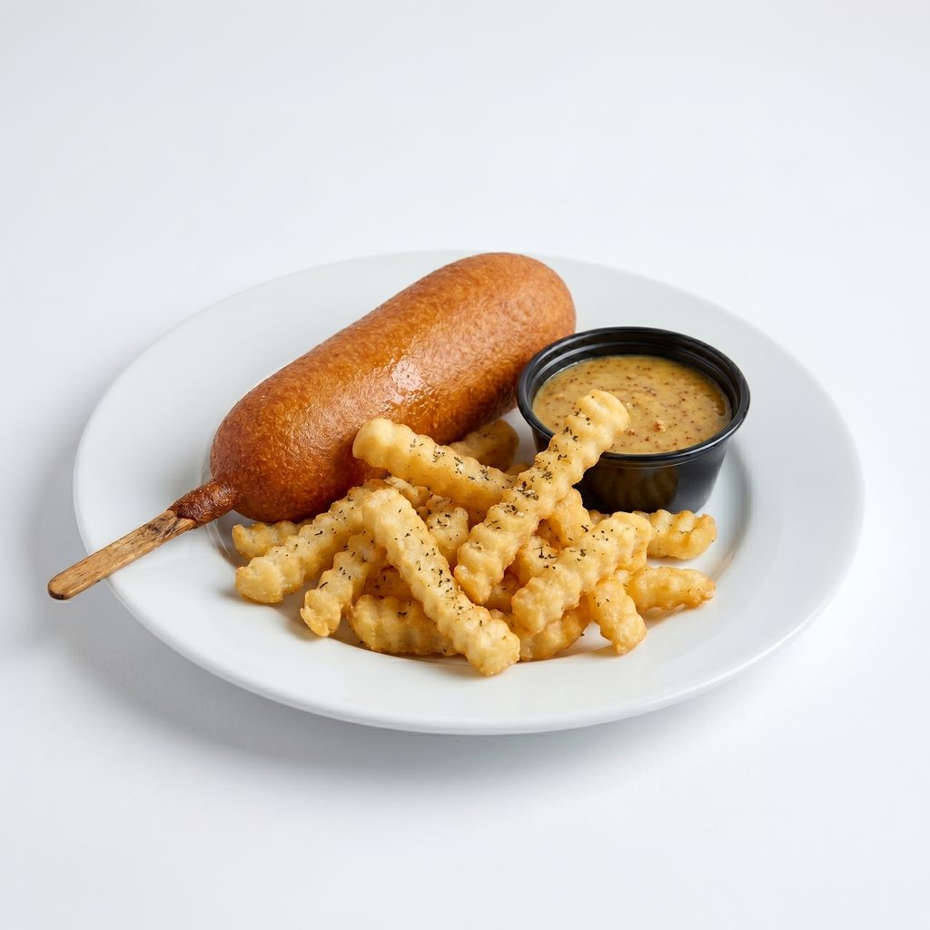 Kids Corn Dog with Fries.