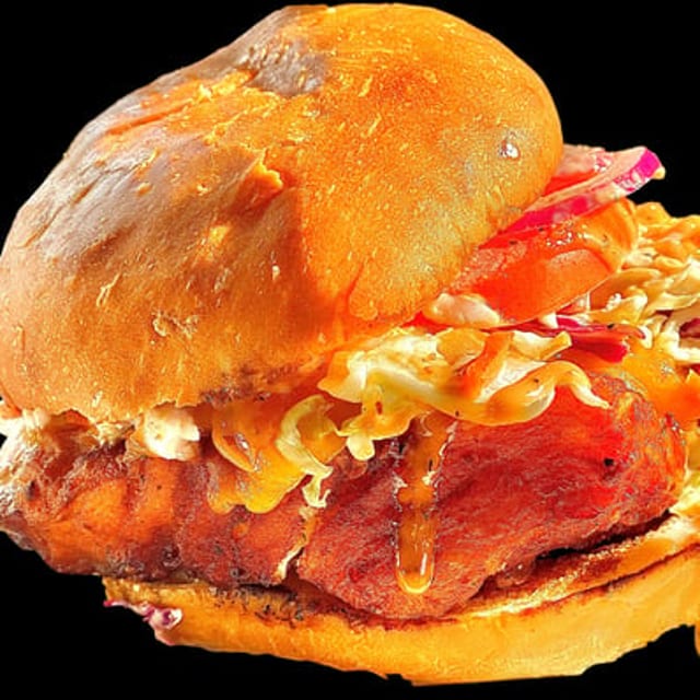 Deep Fried Halibut Burger.